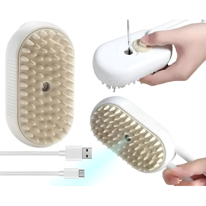 Cepillo A Vapor Automático Blanco Para Mascotas,quita Pelos Blanco