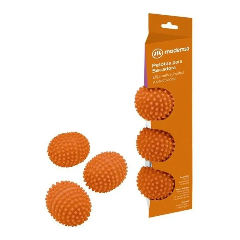 Set 3 Bolas Secadora Mademsa Naranja