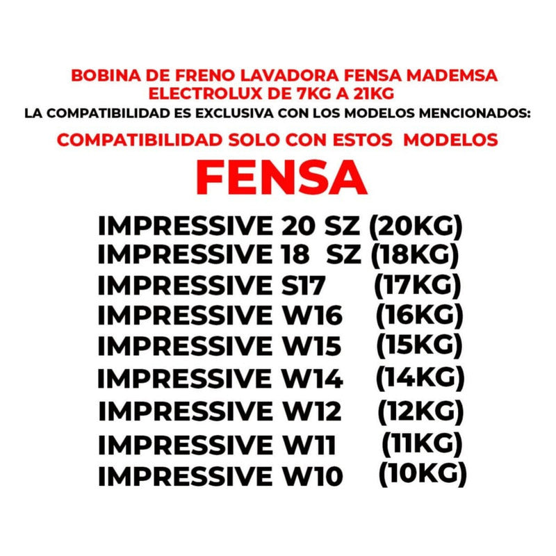 Repuesto Bobina Freno Para Lavadoras Fensa/mademsa Y Otras