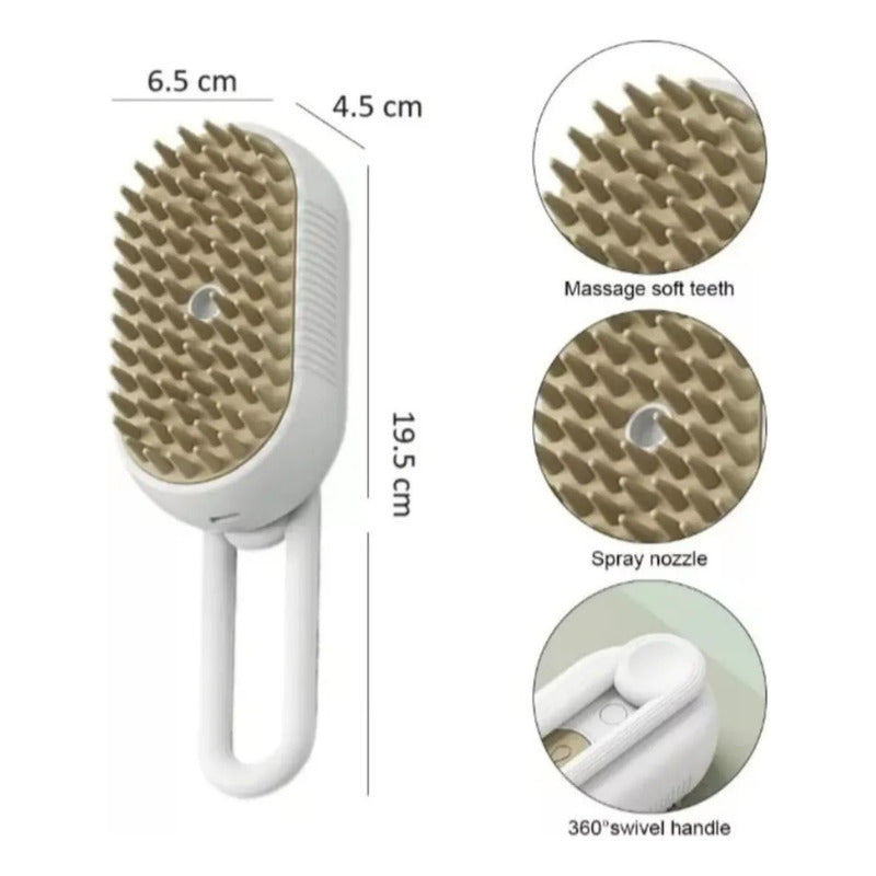 Cepillo A Vapor Automático Blanco Para Mascotas,quita Pelos Blanco
