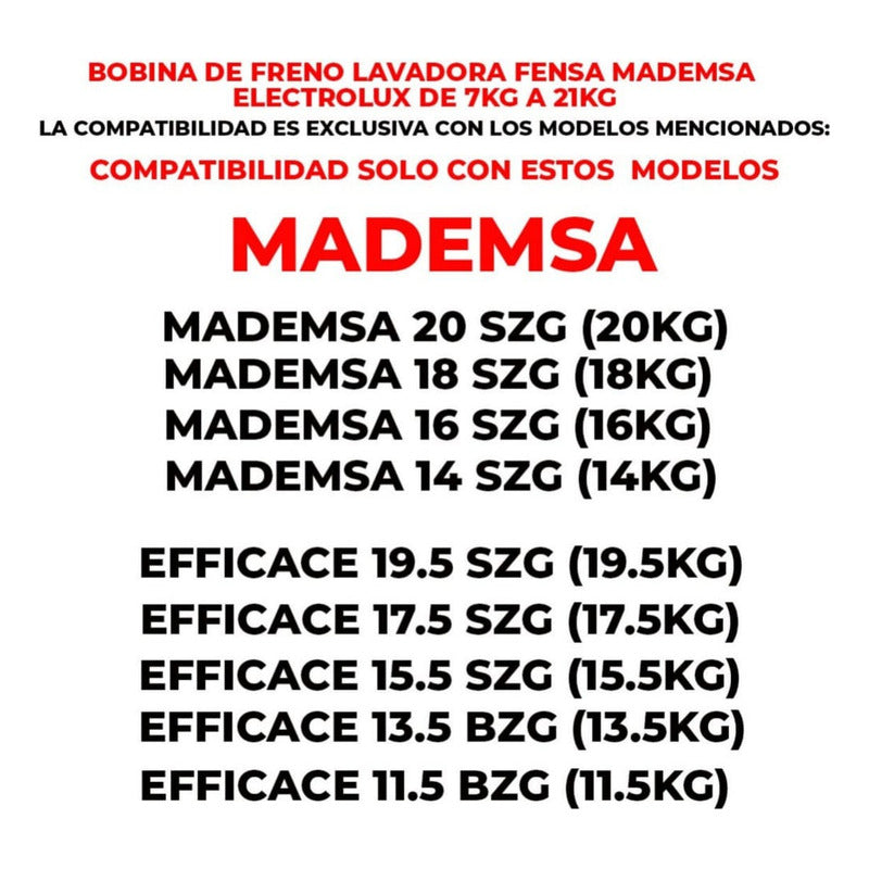Repuesto Bobina Freno Para Lavadoras Fensa/mademsa Y Otras