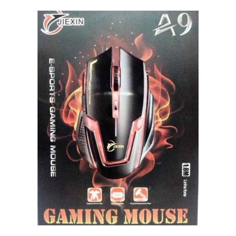 Mouse Gamer E-sports A9 Usb Luz Led, Marca Jiexien. Negro