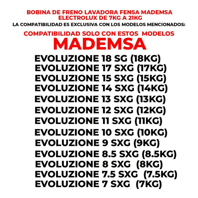 Repuesto Bobina Freno Para Lavadoras Fensa/mademsa Y Otras