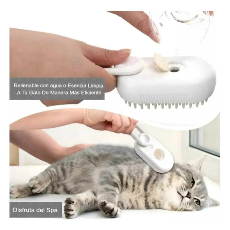 Cepillo A Vapor Automático Blanco Para Mascotas,quita Pelos Blanco